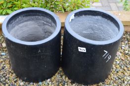 *Two Black Cylindrical Plant Pots