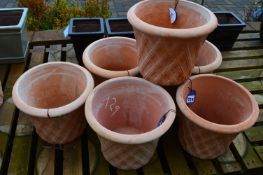 *Six Decorative Terracotta Plant Pots