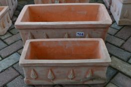 *Two Graduating Oblong Terracotta Plant Pots