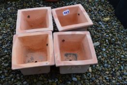 *Four Small Square Terracotta Plant Pots