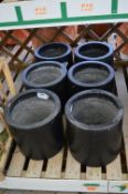 *Six Cylindrical Black Plant Pots