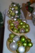 *Assorted Green and Silver Baubles and Hanging Christmas Decorations