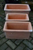 *Three Oblong Terracotta Plant Pots