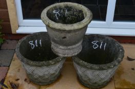 *Three Decorative Concrete Planters