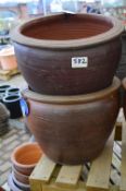 *Two Glazed Terracotta Planters