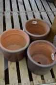 *Three Small Glazed Terracotta Planters