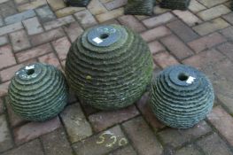 *Three Circular Chiseled Ball Water Features