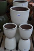 *Eight Glazed Cream Plant Pots