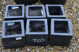 *Six Small Black Plant Pots