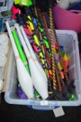 *Box Containing Assorted Jugglers Paraphernalia, Spinning Plates, Clubs, etc.