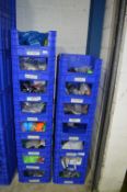 *Fifteen Stackable Blue Crates Containing Assorted Spare Parts For Diabolos, Devil Sticks, Pois, etc