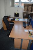 *L-Shape Desk with Left Hand Return, Two Drawer Pedestals and Highback Operators Chair