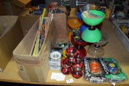 *Sixteen Mixed Yoyos and Diabolo Sticks, etc.