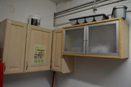 *Two Wall Mounted Kitchen Cabinets with Contents of Assorted Kitchen Tools, Jugs, etc.