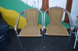 *Four Tubular Aluminium Stackable Cafe Chairs