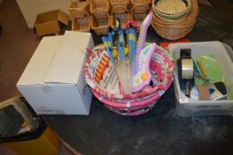 *Box Containing Assorted Office Sundries, Children's Toys and a Box of Disposable Paper Towels