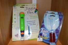 *Five Assorted Jiggle Pens, Tornado Tubes, etc.