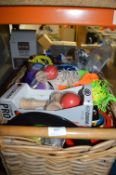 *Wicker Basket Containing Assorted Juggler Paraphernalia, Yoyo Strings, Diabolos, etc.