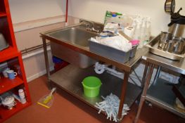 *Stainless Steel Commercial Sink Unit with Right Hand Drainer, Undershelf and Lever Taps 1200x750