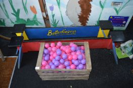 *Two Hurdles and a Bushel Box Containing Plastic Balls