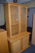 Beech Effect Wall Unit with Cane Panelled Base