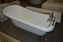 Roll Top Highback Reproduction Bath on Chrome Ball and Claw Feet Complete with Mixer Tap and Bath