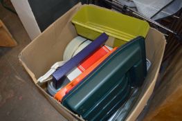 Large Box Containing Kitchenware, Baking Trays, Cake Tins, etc.