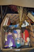 Box Containing Dolls, Ornaments, Photo Frames, Pottery and Books