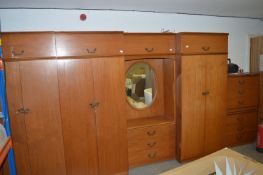 Range of Teak Bedroom Furniture Comprising of Three Double Wardrobes, on Centralized Mirror Unit and