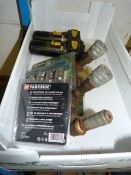 Box Containing Assorted Pneumatic Fittings, Oilers and Water Traps