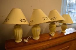 Four Cream Ceramic Table Lamps