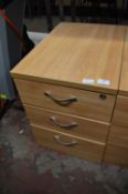 Standalone Three Drawer Pedestal Unit in Light Oak Finish