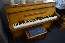 Teak Framed Piano and Stool