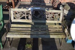 Garden Bench with Cast Iron Ends and Floral Back