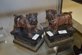 Pair of Bulldog Ornaments on Plinths