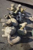 Collection of Concrete Garden Ornaments Various Animals
