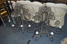 Two Large Wrought Iron Eight Branch Chandeliers