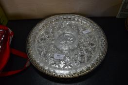 Silver Plated Tray and a Glass Condiment Tray