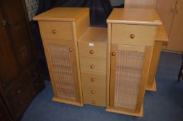 Beech Effect Cabinet with Five Central Drawers
