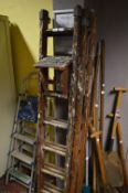 Triple Extending Wood Ladder