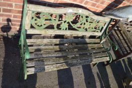 Garden Bench with Cast Iron Ends and Floral Back