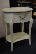 Oval Topped White Painted Side Cabinet