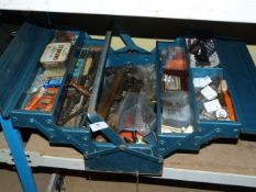 Blue Cantilever Toolbox Containing Brace Bit, Hammers, etc.