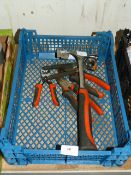 Five Assorted Snips, Pliers and Hammers