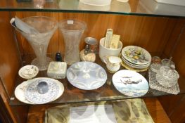 Glass Vases, Decorative Wall Plates, Dressing Table Set, Wedgwood, etc.