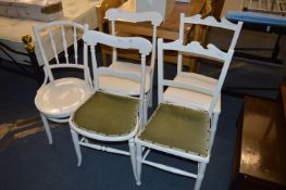 Set of Five White Painted Victorian Kitchen Chairs