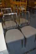 Set of Four Italian Chrome and Grey Seated Dining Chairs