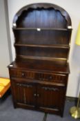 Oak Oval Topped Welsh Dresser with Linen Fold Panels