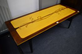 Mahogany and Walnut Inlaid Long Coffee Table