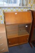 Teak Bureau with Sliding Glass Doors